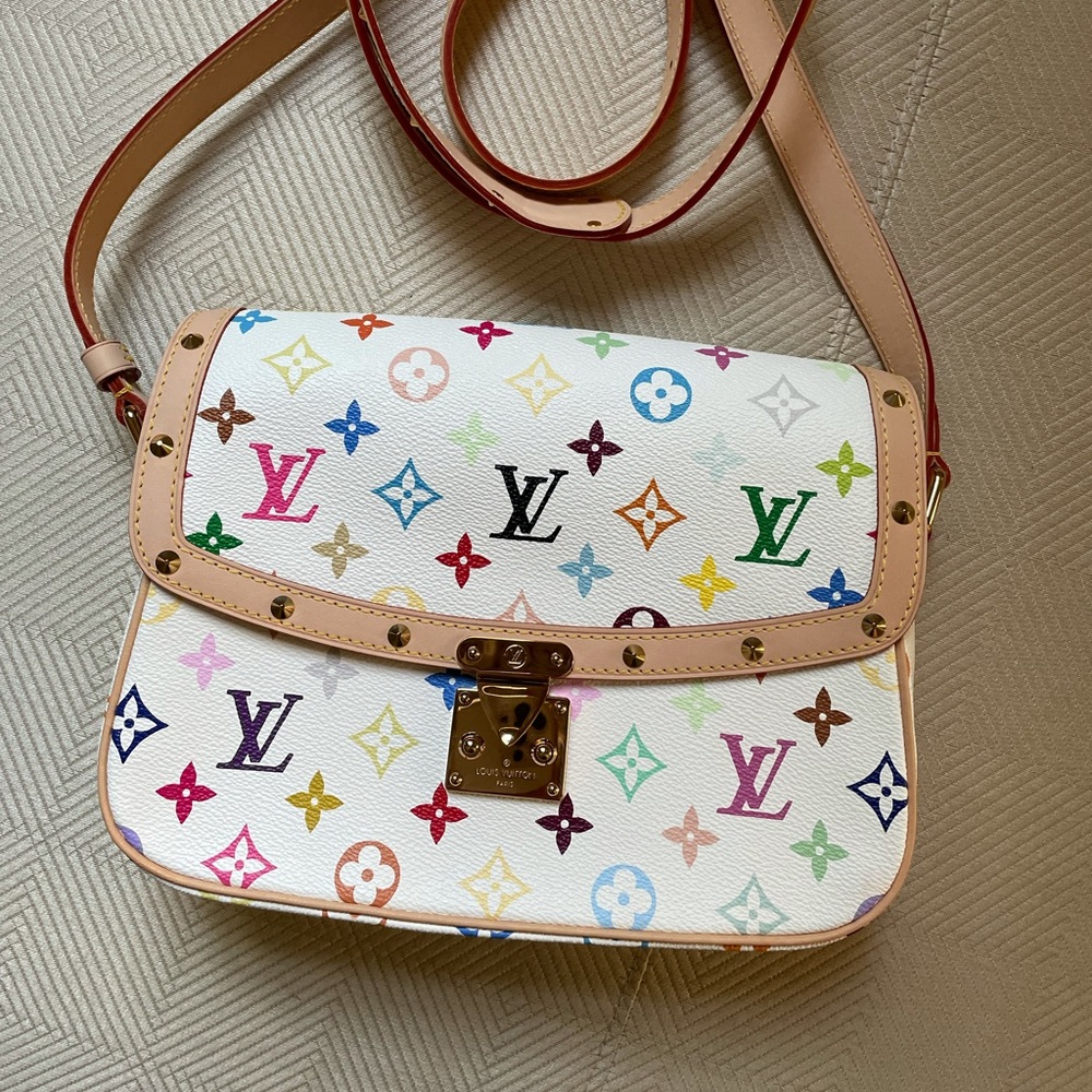 LV Takashi Murakami White Multicolor Sologne - Picture 1 of 8